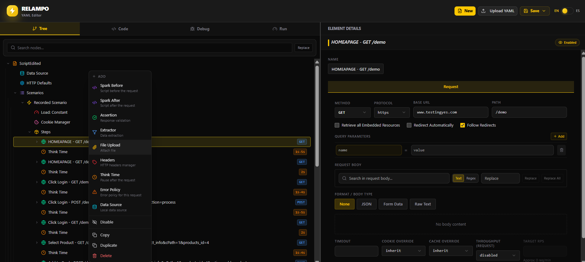 Adding components in Relampo Studio