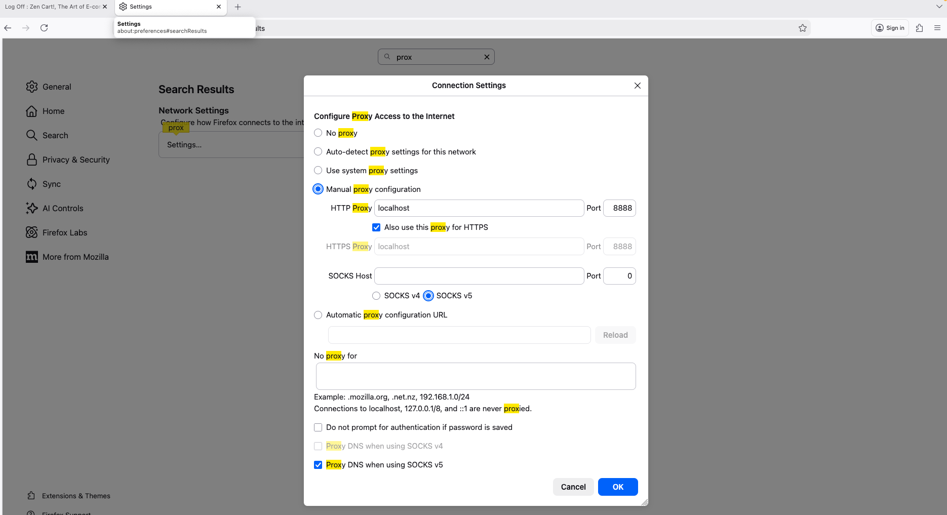 Step 2 - Firefox proxy