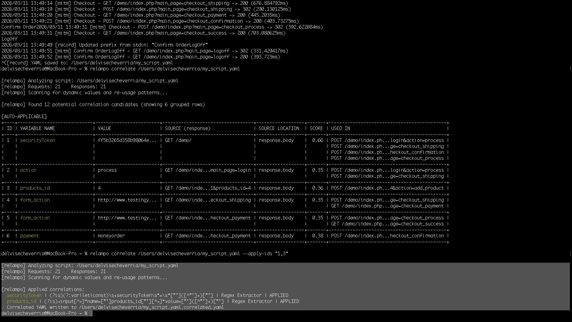 Apply correlations by IDs